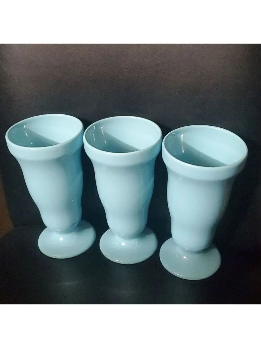 BIA Home Dining Drinkware ice Cream Sundae milkshake Set Curvy Blue Aqua Sexy